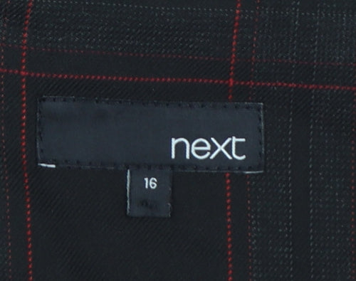Next Women Black Check UK 16 Knee Length Sheath Workwear Dress
