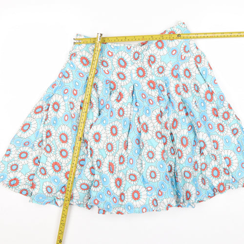 French Connection Women Blue Floral UK 8 A-Line Short Cotton Skirt
