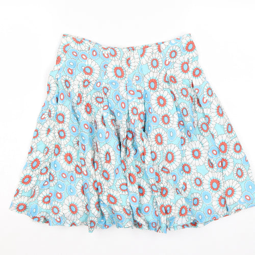 French Connection Women Blue Floral UK 8 A-Line Short Cotton Skirt