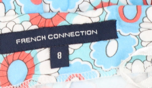 French Connection Women Blue Floral UK 8 A-Line Short Cotton Skirt