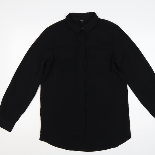 Next Women Black UK 10 Long Sleeve Collared Button-Up Shirt
