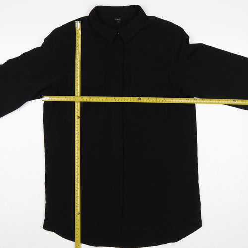 Next Women Black UK 10 Long Sleeve Collared Button-Up Shirt