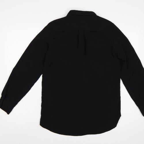 Next Women Black UK 10 Long Sleeve Collared Button-Up Shirt