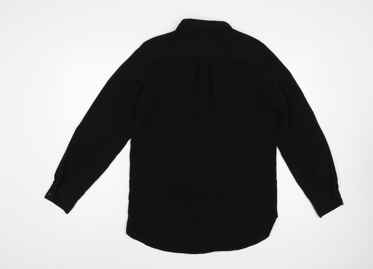 Next Women Black UK 10 Long Sleeve Collared Button-Up Shirt