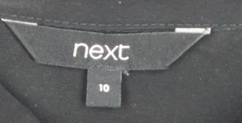 Next Women Black UK 10 Long Sleeve Collared Button-Up Shirt