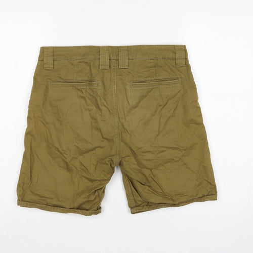 Topman Men Green 32in Cotton Chino Shorts Flat Front
