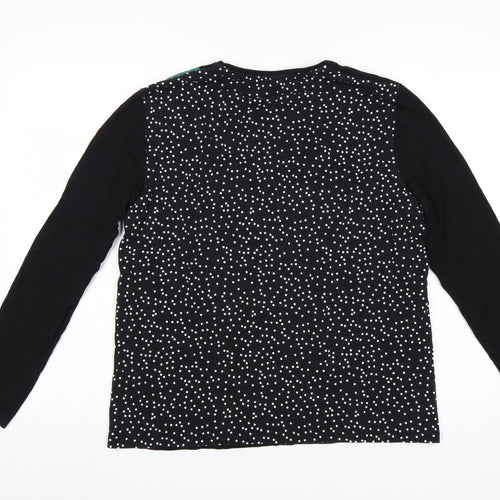Gerry Weber Women Black UK 16 Floral Sequin Long Sleeve Jersey Top
