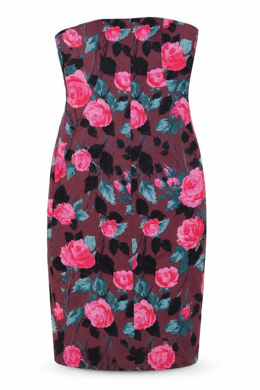Front view of Karen Millen Women Multicoloured, size 10, Floral Strapless Bodycon Dress