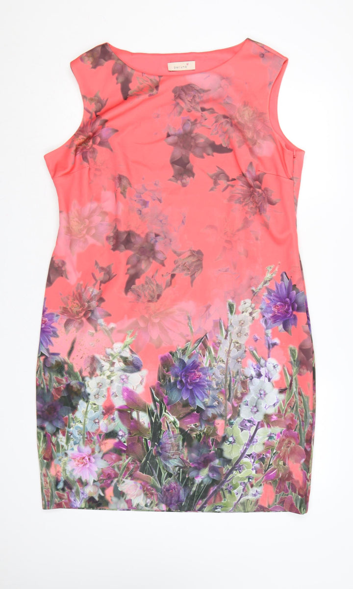 M&S Per Una Women Pink Floral Sheath Dress UK 20 Knee Length