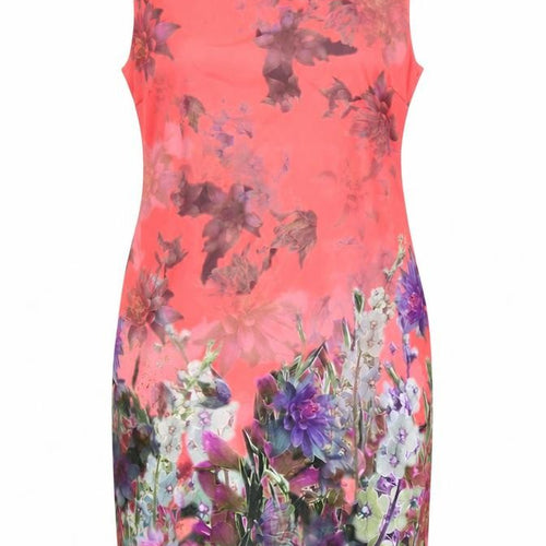 M&S Per Una Women Pink Floral Sheath Dress UK 20 Knee Length