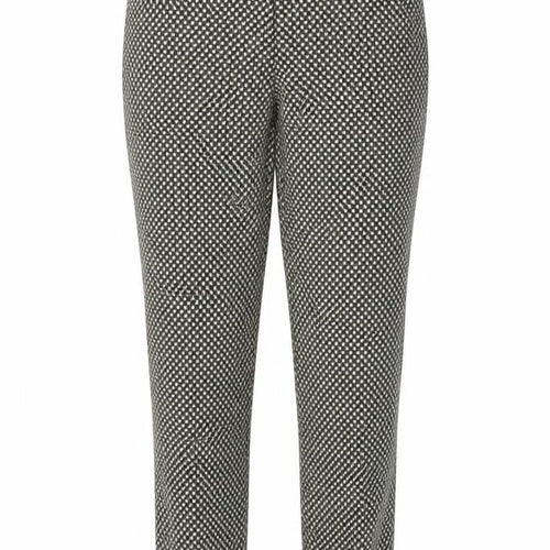 Zara Women Black Ivory Geometric Tapered Dress Trousers UK 12