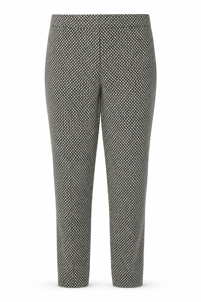 Zara Women Black Ivory Geometric Tapered Dress Trousers UK 12