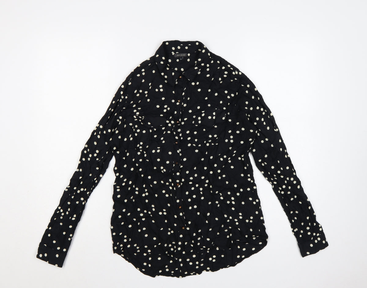 Back view of River Island Women’s Black Polka Dot, size UK 10, Button-Up Shirt
