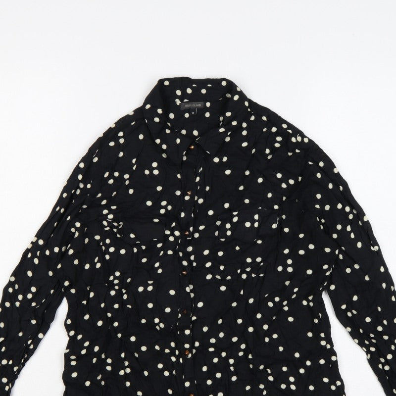 Additional view of River Island Women’s Black Polka Dot, size UK 10, Button-Up Shirt