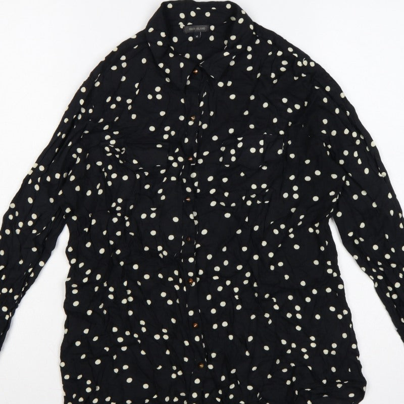 Additional view of River Island Women’s Black Polka Dot, size UK 10, Button-Up Shirt