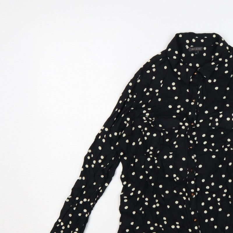 Additional view of River Island Women’s Black Polka Dot, size UK 10, Button-Up Shirt