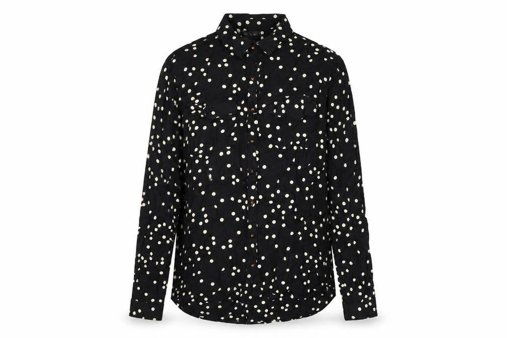 Front view of River Island Women’s Black Polka Dot, size UK 10, Button-Up Shirt