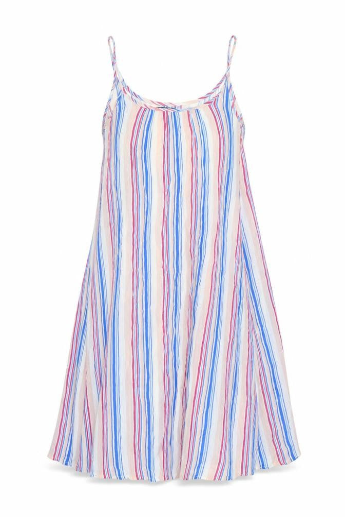 Front view of Laura Ashley Women Multicoloured Stripe Cold Shoulder Swing Dress S