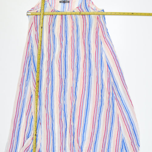 Laura Ashley Women Multicoloured Stripe Cold Shoulder Swing Dress S