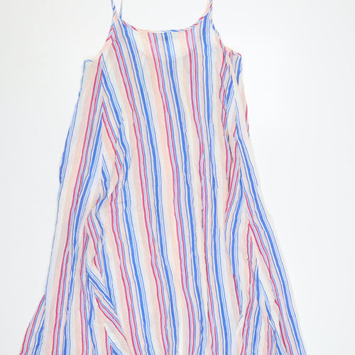 Laura Ashley Women Multicoloured Stripe Cold Shoulder Swing Dress S