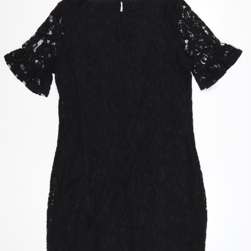 Dorothy Perkins Women’s Black Lace Bodycon Dress UK 16 Bell Sleeve
