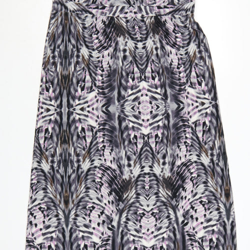 Per Una Women Multicoloured UK 16 A-Line Midi Geometric V-Neck Dress