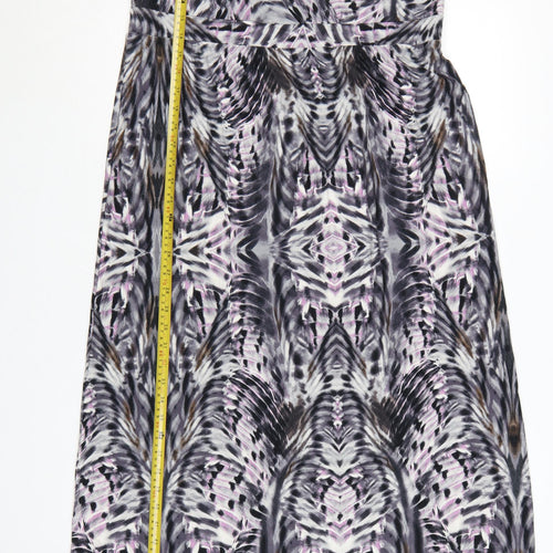 Per Una Women Multicoloured UK 16 A-Line Midi Geometric V-Neck Dress