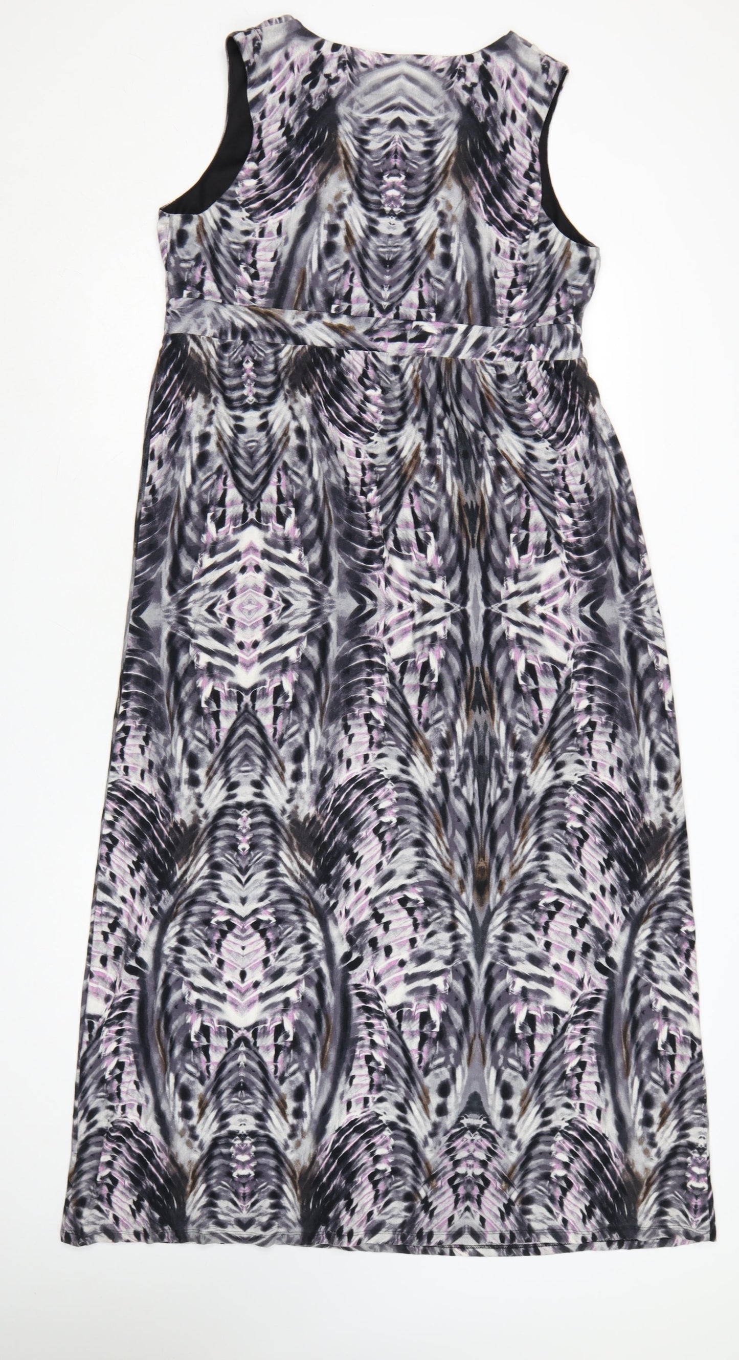 Per Una Women Multicoloured UK 16 A-Line Midi Geometric V-Neck Dress