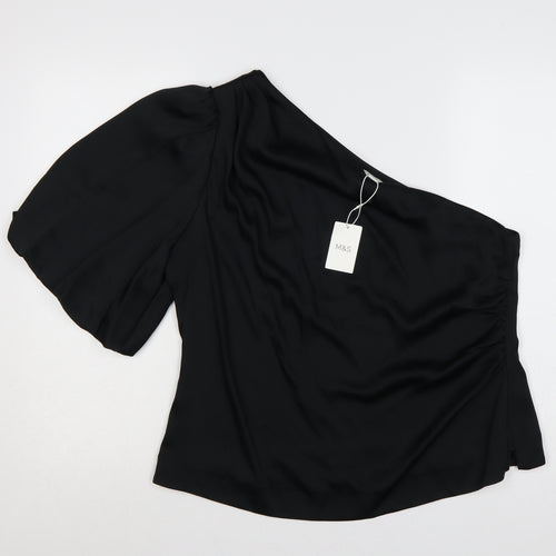 Marks and Spencer Women Black Size 16 One Shoulder Wrap Blouse