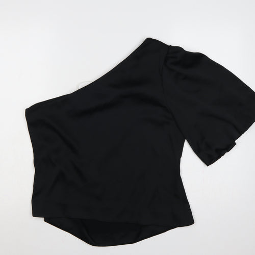 Marks and Spencer Women Black Size 16 One Shoulder Wrap Blouse
