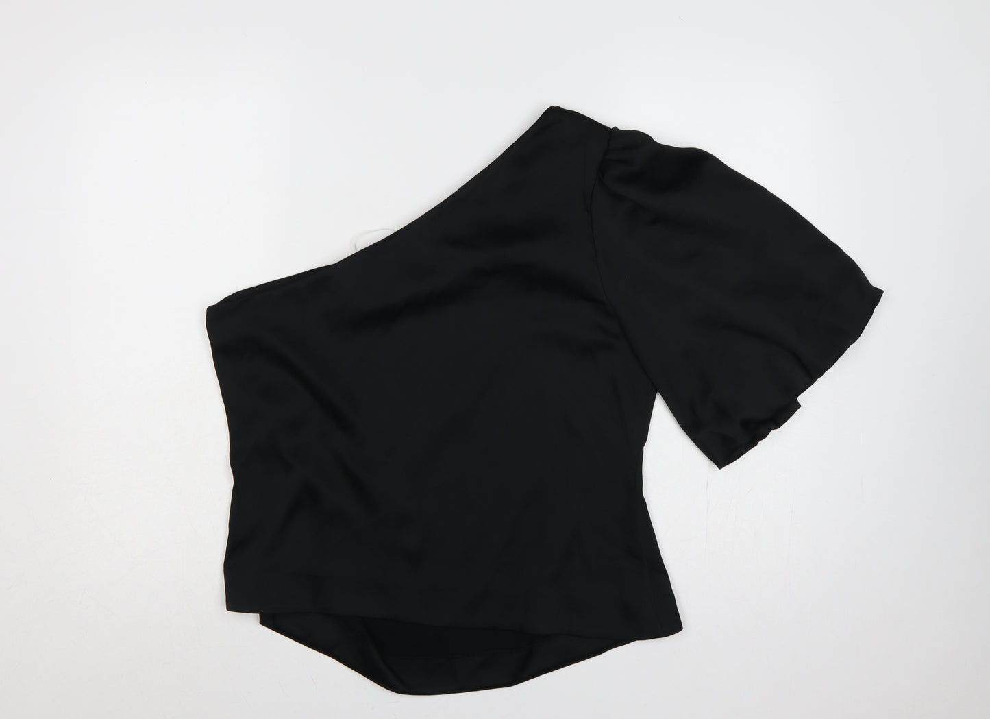 Marks and Spencer Women Black Size 16 One Shoulder Wrap Blouse