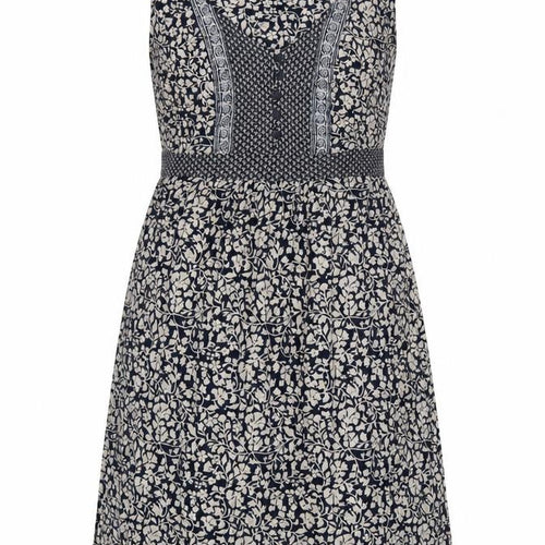 Fat Face Women Black Ivory UK 14 Floral Knee Length Fit & Flare Dress