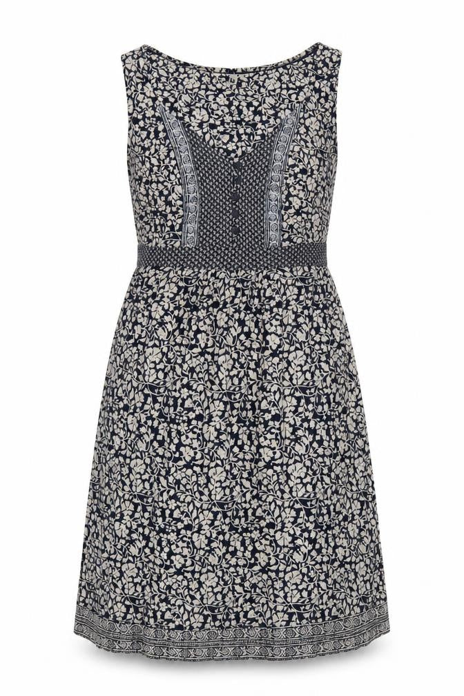 Fat Face Women Black Ivory UK 14 Floral Knee Length Fit & Flare Dress