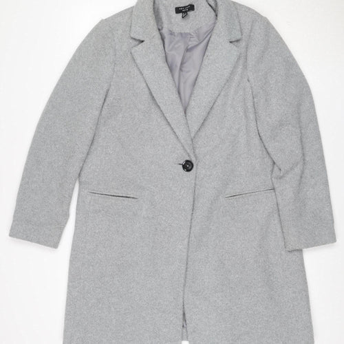 New Look Petite Women’s Grey Wool Blend Single-Breasted Coat UK 12