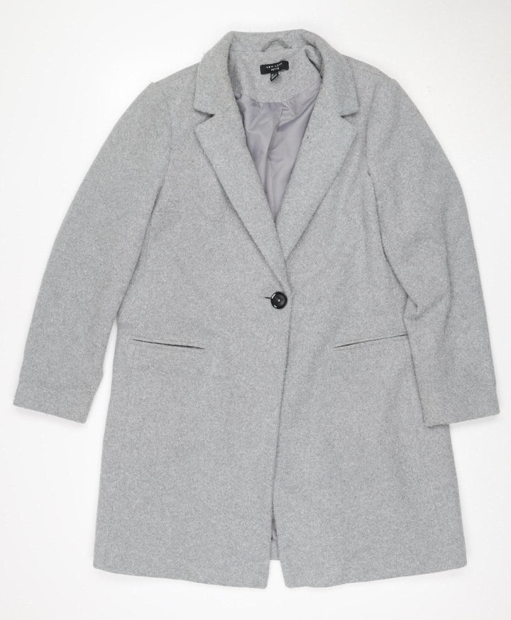 New Look Petite Women’s Grey Wool Blend Single-Breasted Coat UK 12