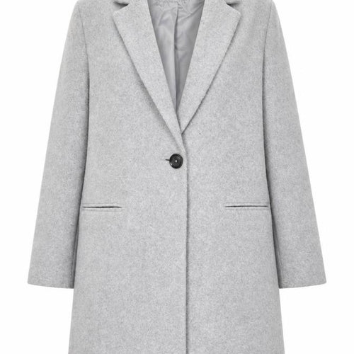 New Look Petite Women’s Grey Wool Blend Single-Breasted Coat UK 12