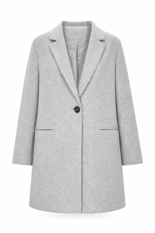 New Look Petite Women’s Grey Wool Blend Single-Breasted Coat UK 12
