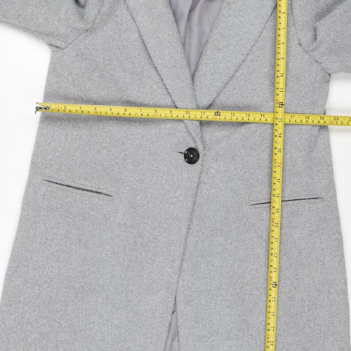 New Look Petite Women’s Grey Wool Blend Single-Breasted Coat UK 12