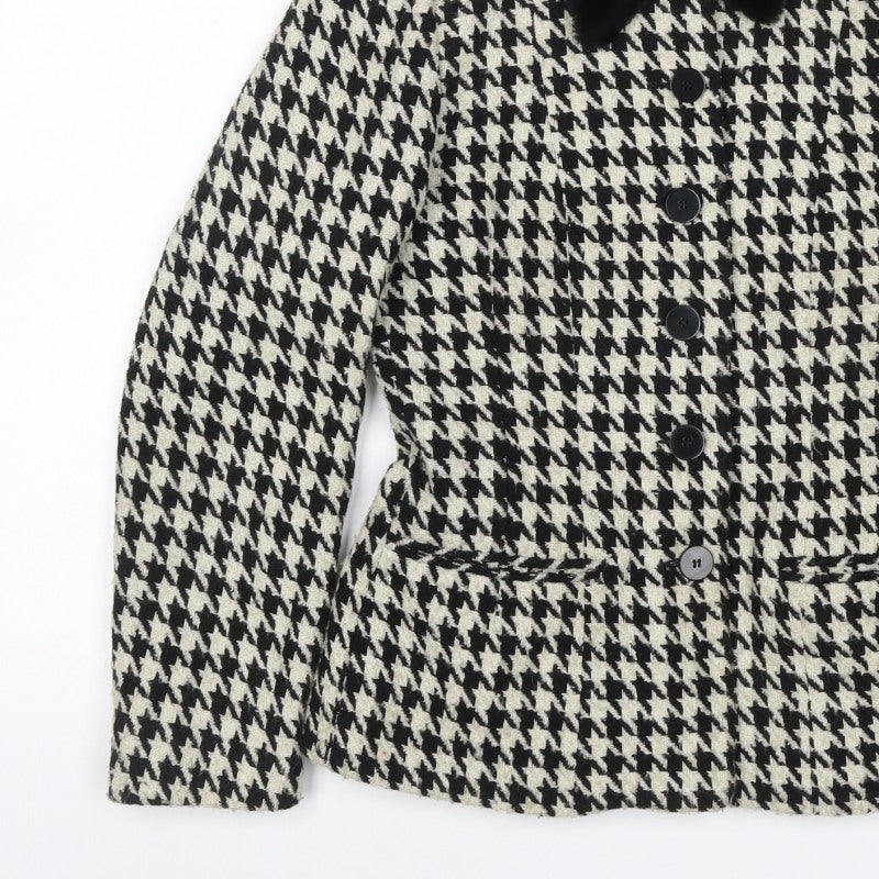 Additional view of Wallis Women's Black Ivory UK 10 Houndstooth Tweed Blazer Jacket