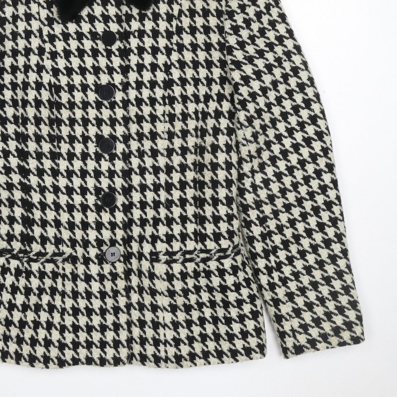 Additional view of Wallis Women's Black Ivory UK 10 Houndstooth Tweed Blazer Jacket