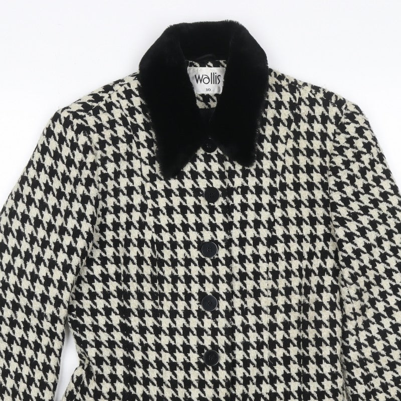Additional view of Wallis Women's Black Ivory UK 10 Houndstooth Tweed Blazer Jacket