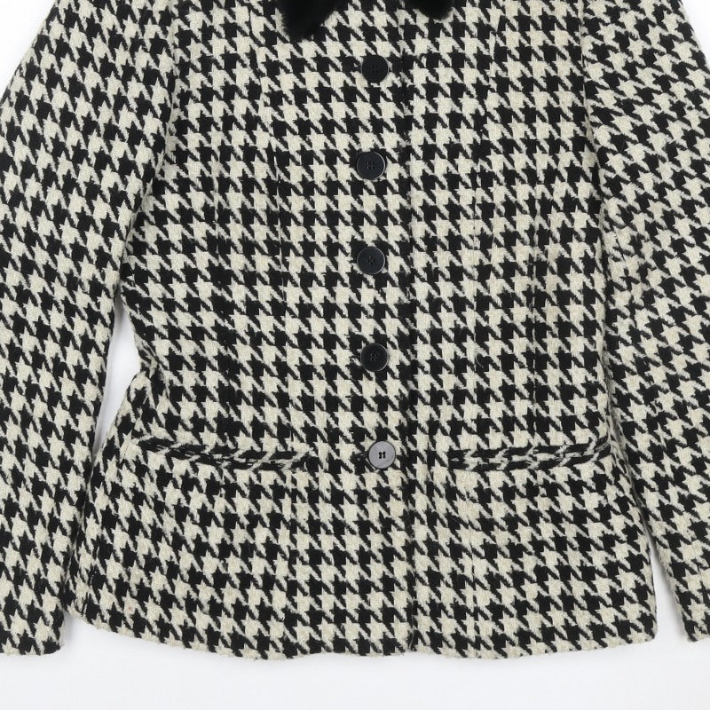 Additional view of Wallis Women's Black Ivory UK 10 Houndstooth Tweed Blazer Jacket