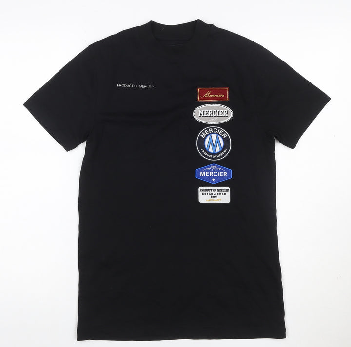 Mercier Men's Black XS Crew Neck Logo Patch Short Sleeve T-Shirt