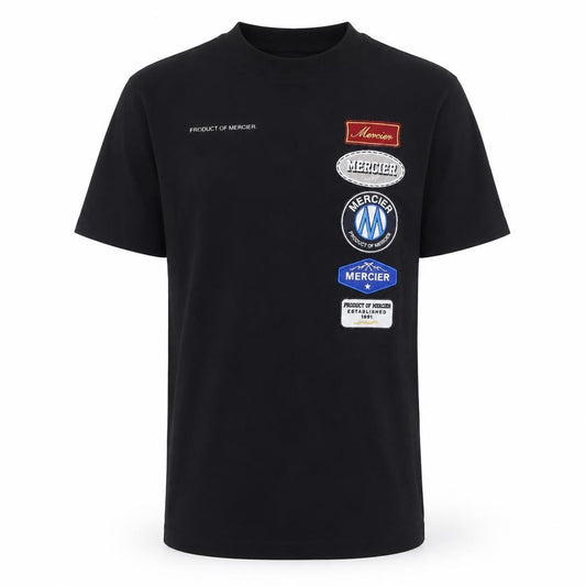 Mercier Men's Black XS Crew Neck Logo Patch Short Sleeve T-Shirt