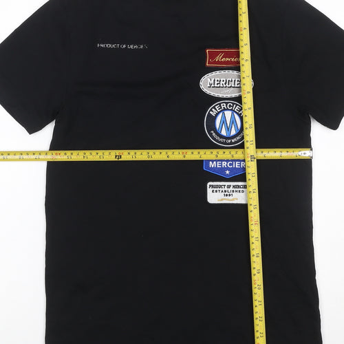 Mercier Men's Black XS Crew Neck Logo Patch Short Sleeve T-Shirt