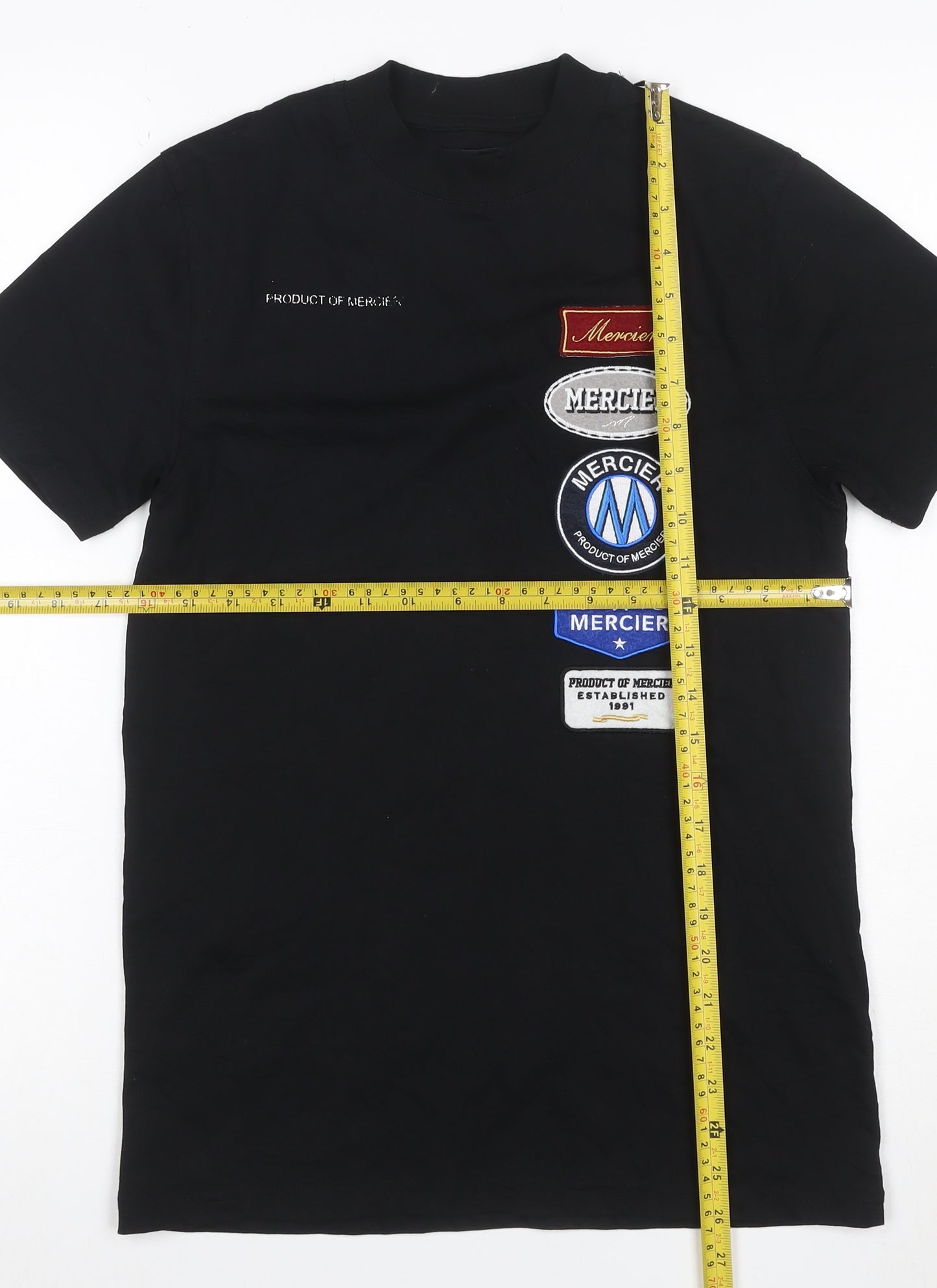 Mercier Men's Black XS Crew Neck Logo Patch Short Sleeve T-Shirt