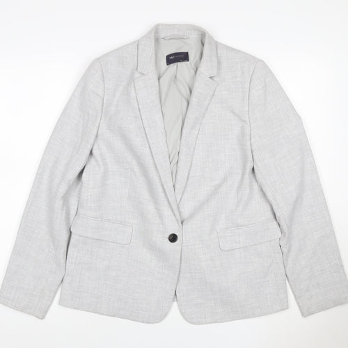 Marks and Spencer Women's Grey UK 12 Lined Single-Breasted Blazer