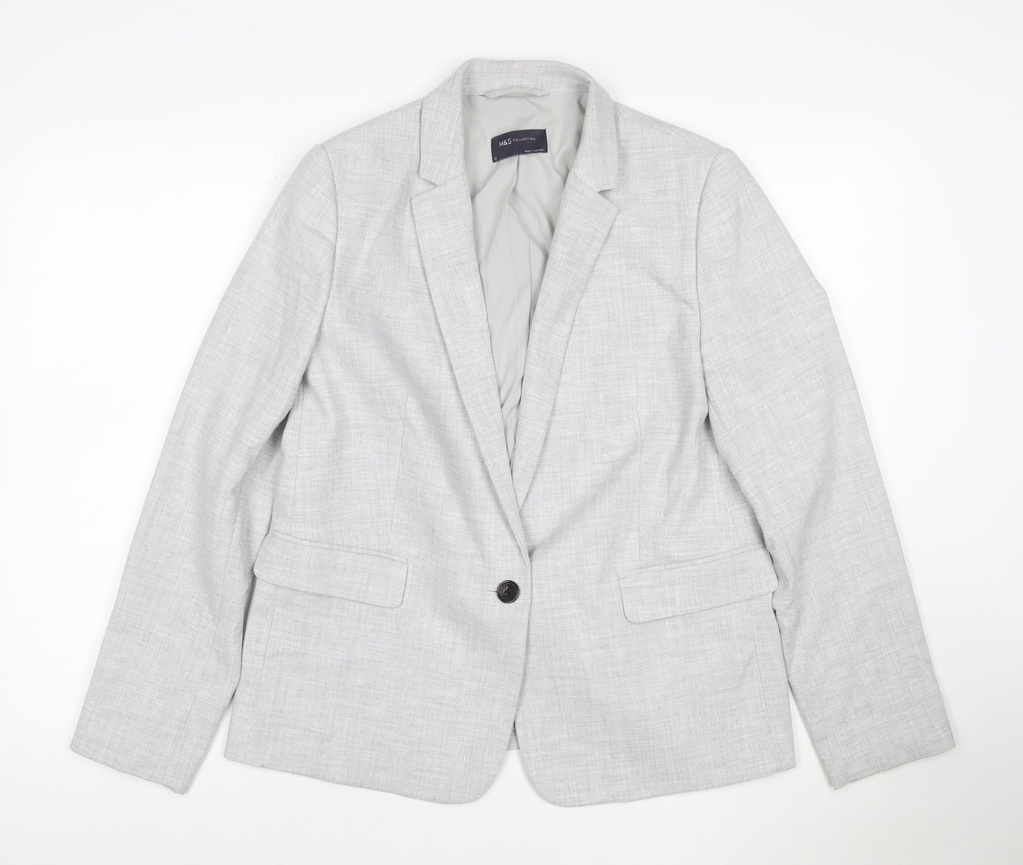 Marks and Spencer Women's Grey UK 12 Lined Single-Breasted Blazer