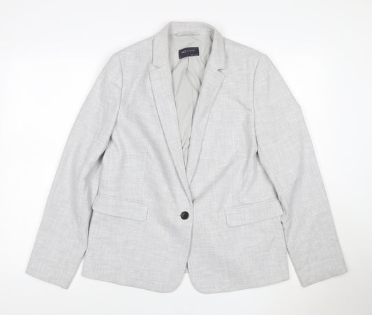 Marks and Spencer Women's Grey UK 12 Lined Single-Breasted Blazer