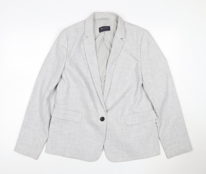 Marks and Spencer Women's Grey UK 12 Lined Single-Breasted Blazer